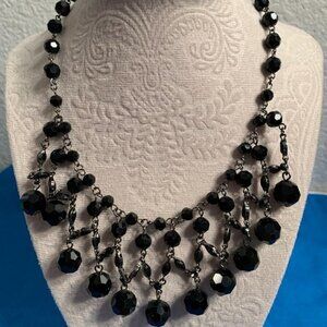 Carolee Black Faceted Bead Bib Statement Necklace